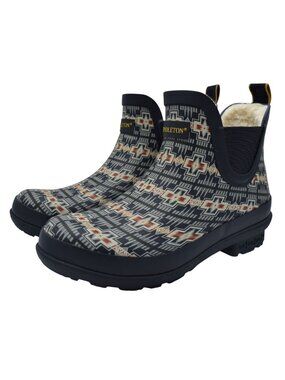 Pendleton Womens Size 7 Harding Faux Fur‎ Lined Navy Chelsea Rain Boots Shoes